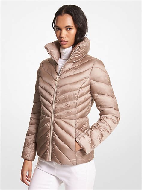 michael kors logo quilted puffer jacket